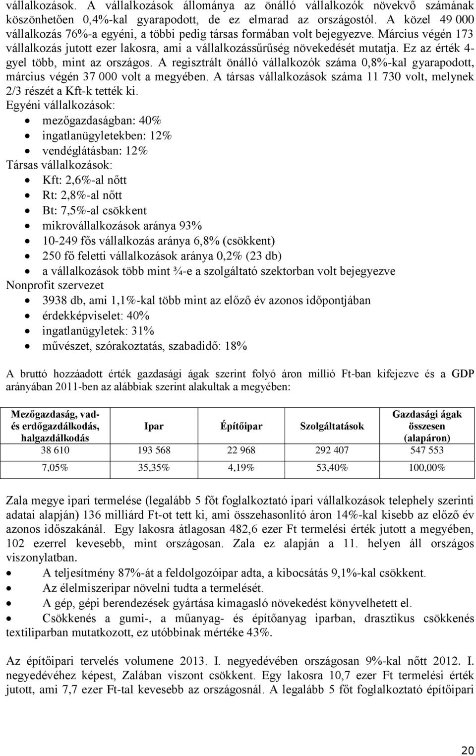 Ez az érték 4- gyel több, mint az országos. A regisztrált önálló vállalkozók száma 0,8%-kal gyarapodott, március végén 37 000 volt a megyében.