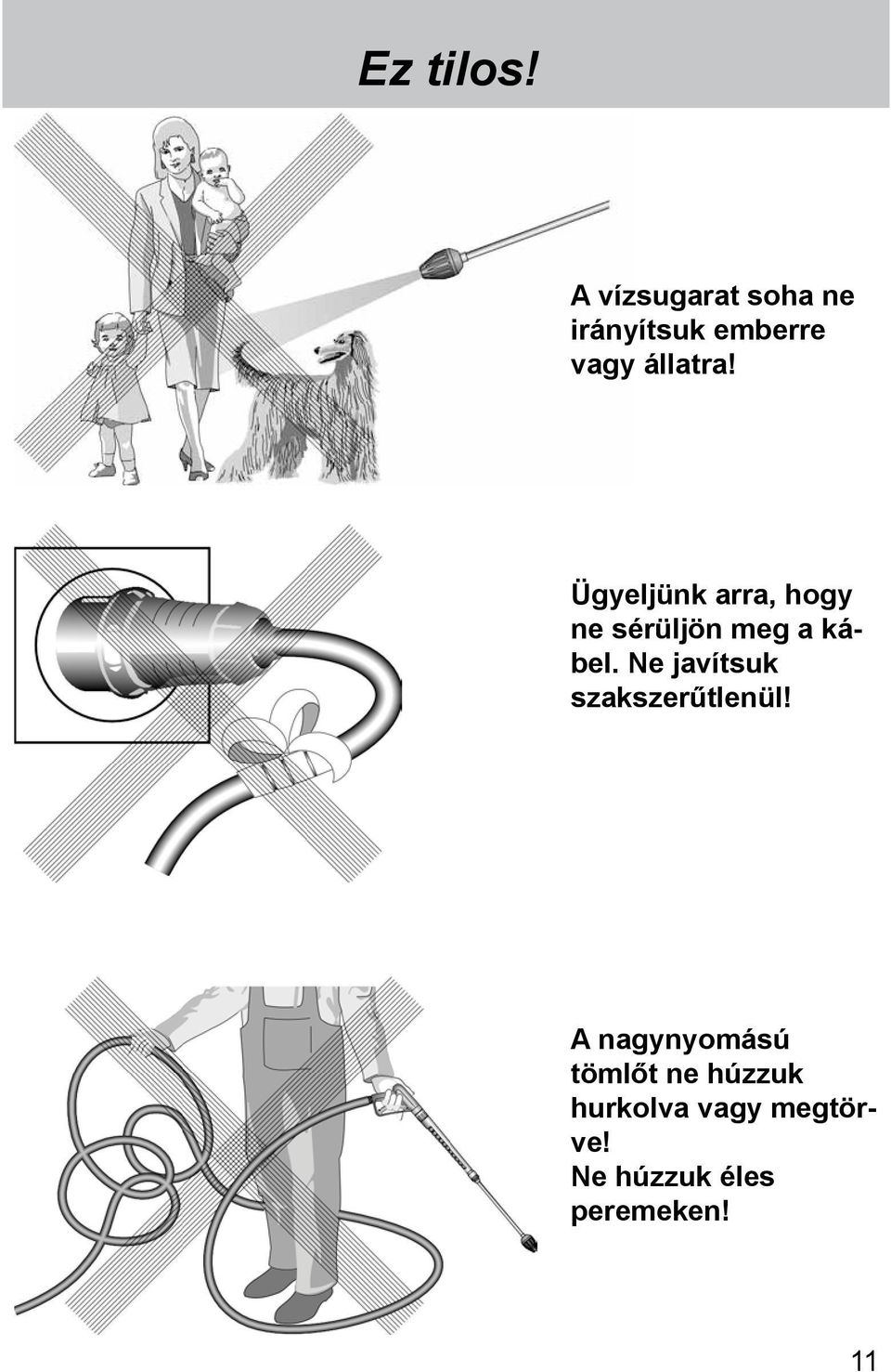 Ügyeljünk arra, hogy ne sérüljön meg a kábel.