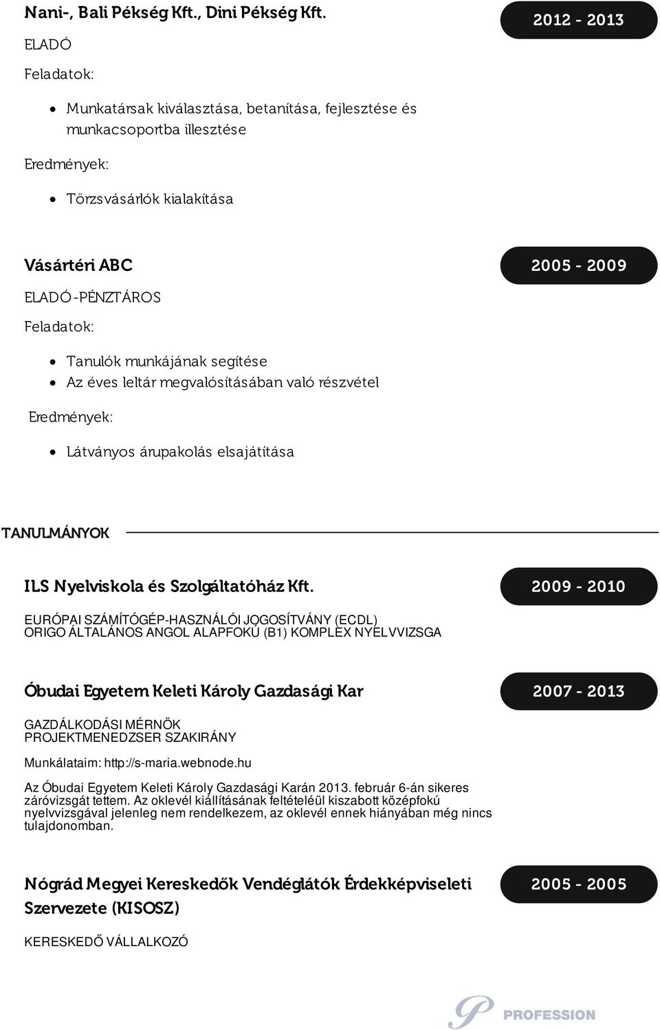 leltár megvalósításában való részvétel Látványos árupakolás elsajátítása TANULMÁNYOK ILS Nyelviskola és Szolgáltatóház Kft.