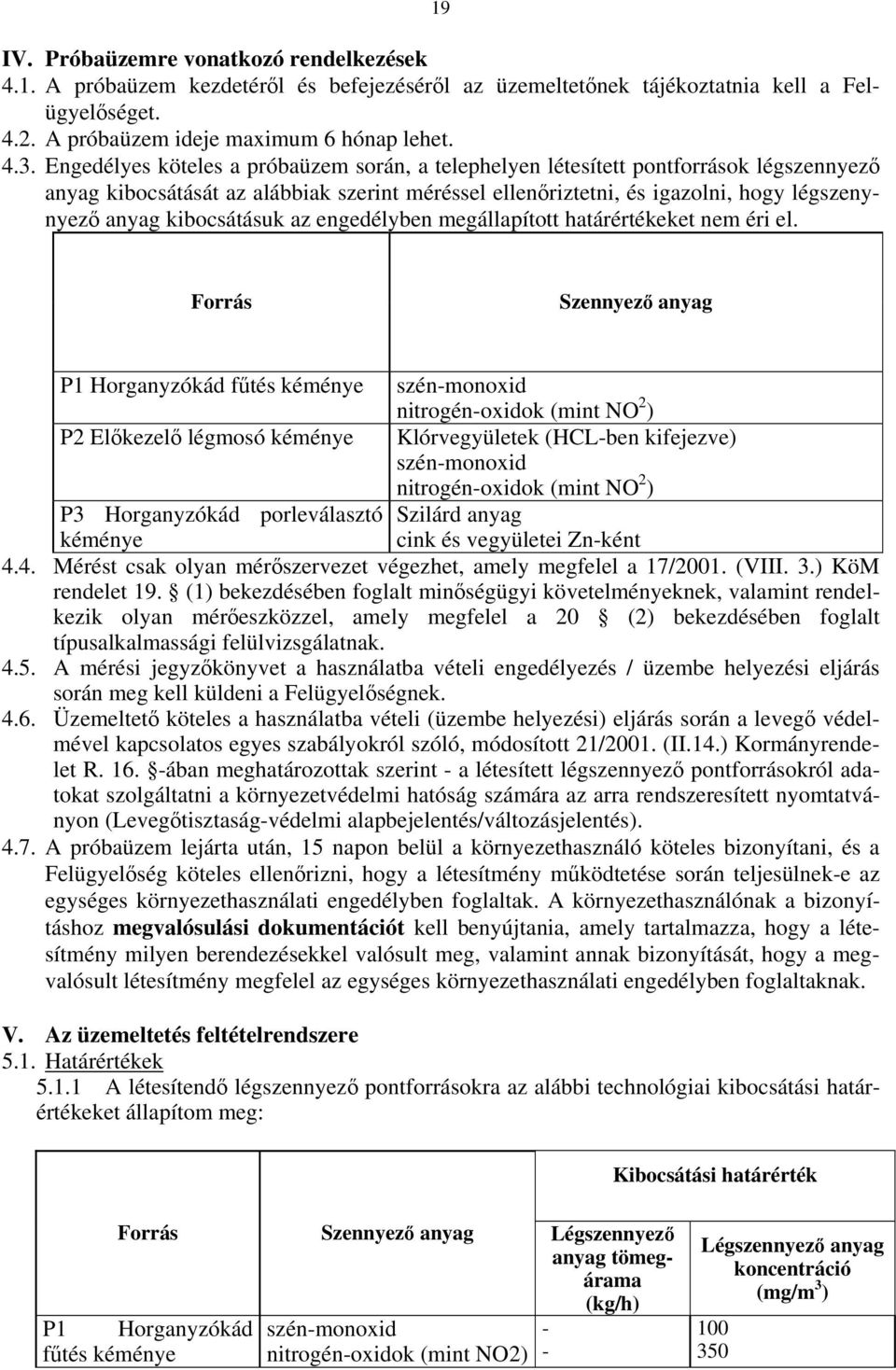 kibocsátásuk az engedélyben megállapított határértékeket nem éri el.