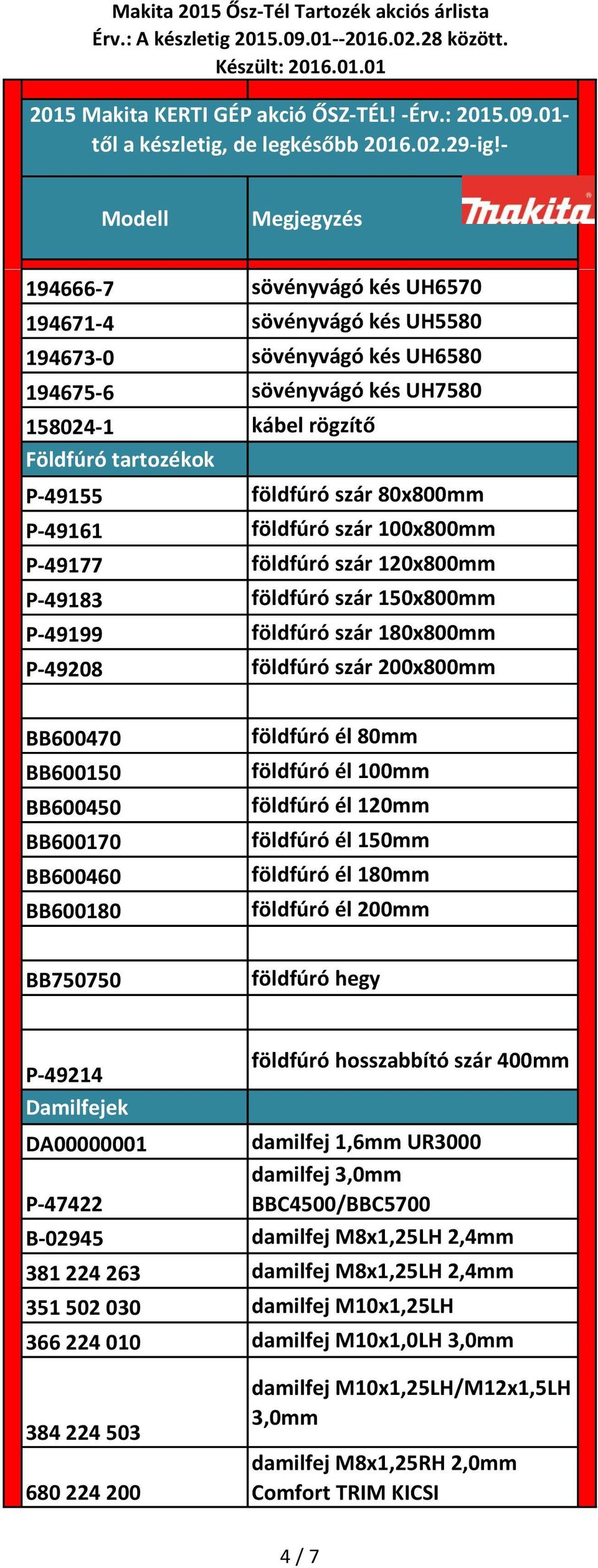 BB600460 BB600180 földfúró él 80mm földfúró él 100mm földfúró él 120mm földfúró él 150mm földfúró él 180mm földfúró él 200mm BB750750 földfúró hegy P-49214 Damilfejek földfúró hosszabbító szár 400mm