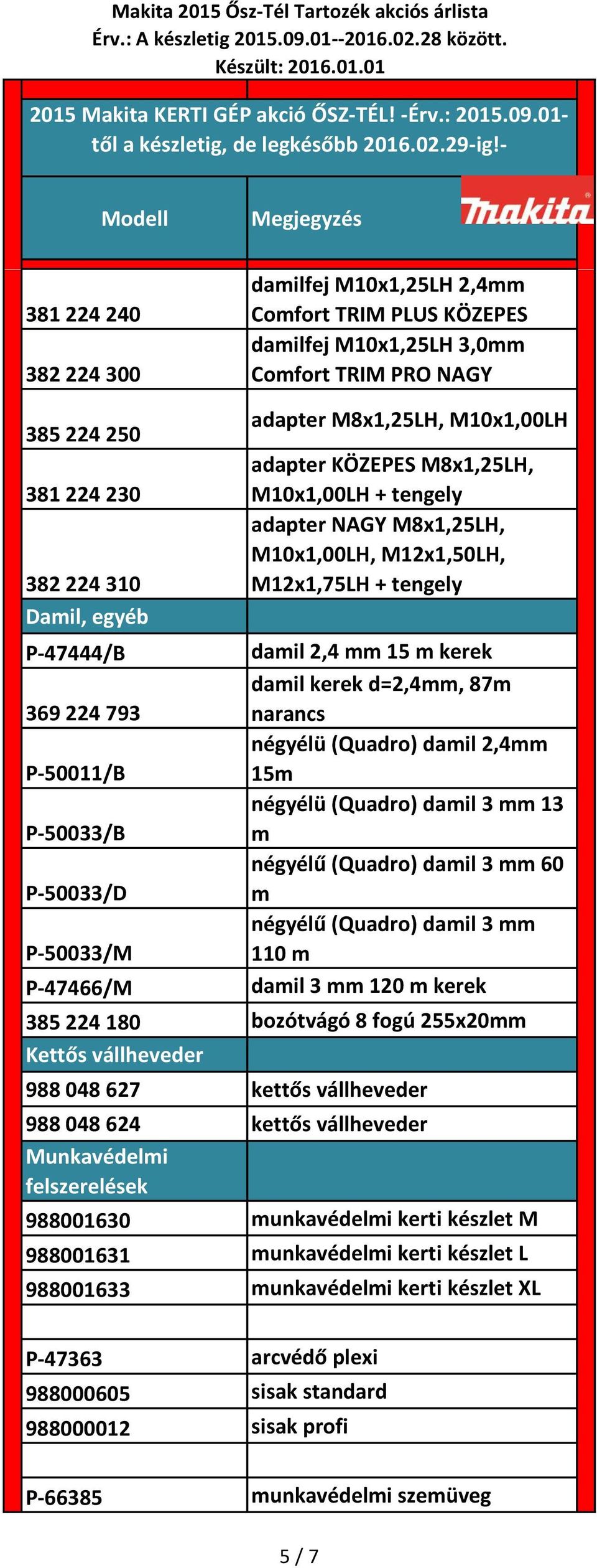 damil 2,4 mm 15 m kerek damil kerek d=2,4mm, 87m narancs négyélü (Quadro) damil 2,4mm 15m négyélü (Quadro) damil 3 mm 13 m négyélű (Quadro) damil 3 mm 60 m négyélű (Quadro) damil 3 mm 110 m damil 3