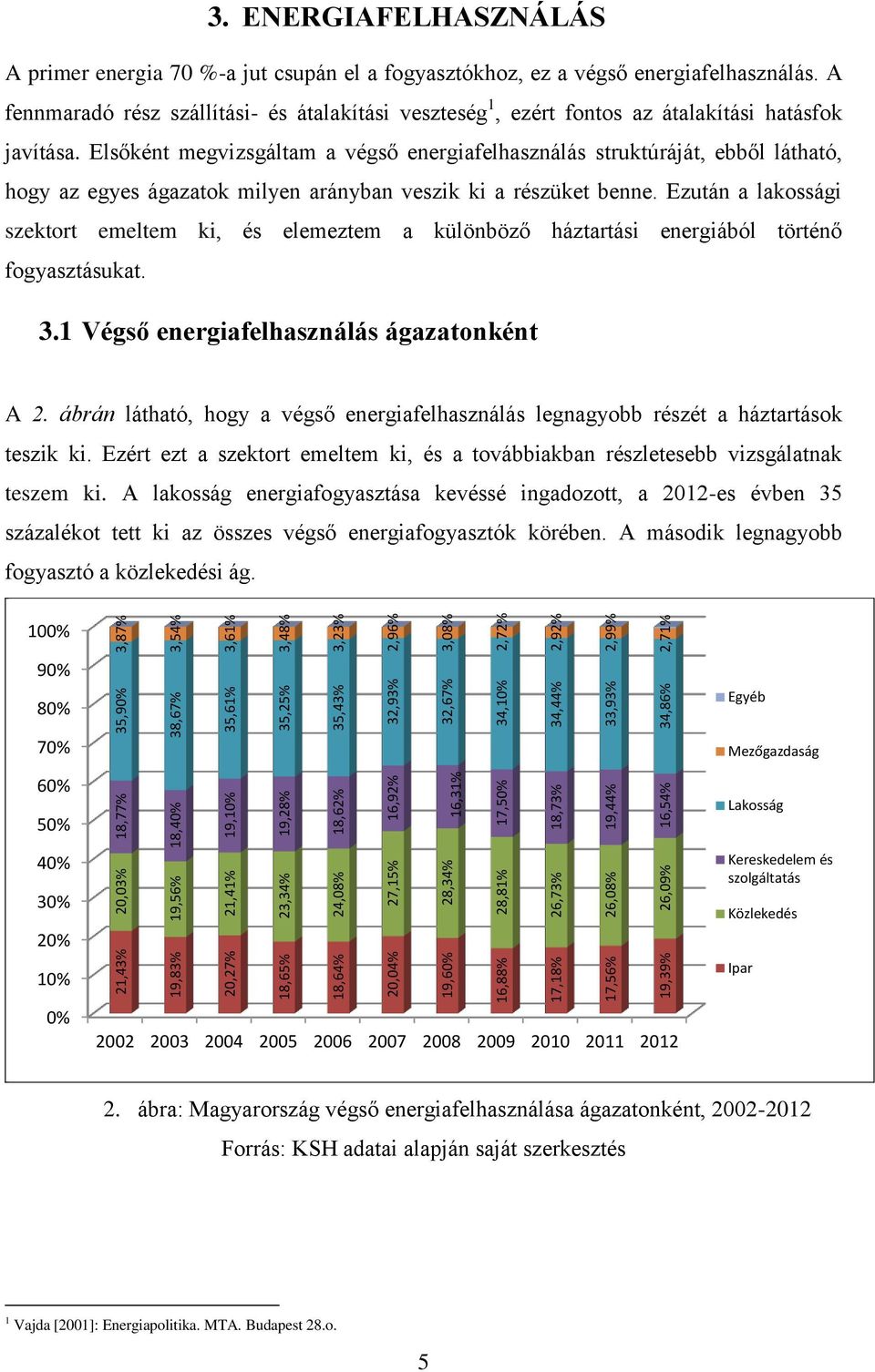 ENERGIAFELHASZNÁLÁS A primer energia 70 %-a jut csupán el a fogyasztókhoz, ez a végső energiafelhasználás.