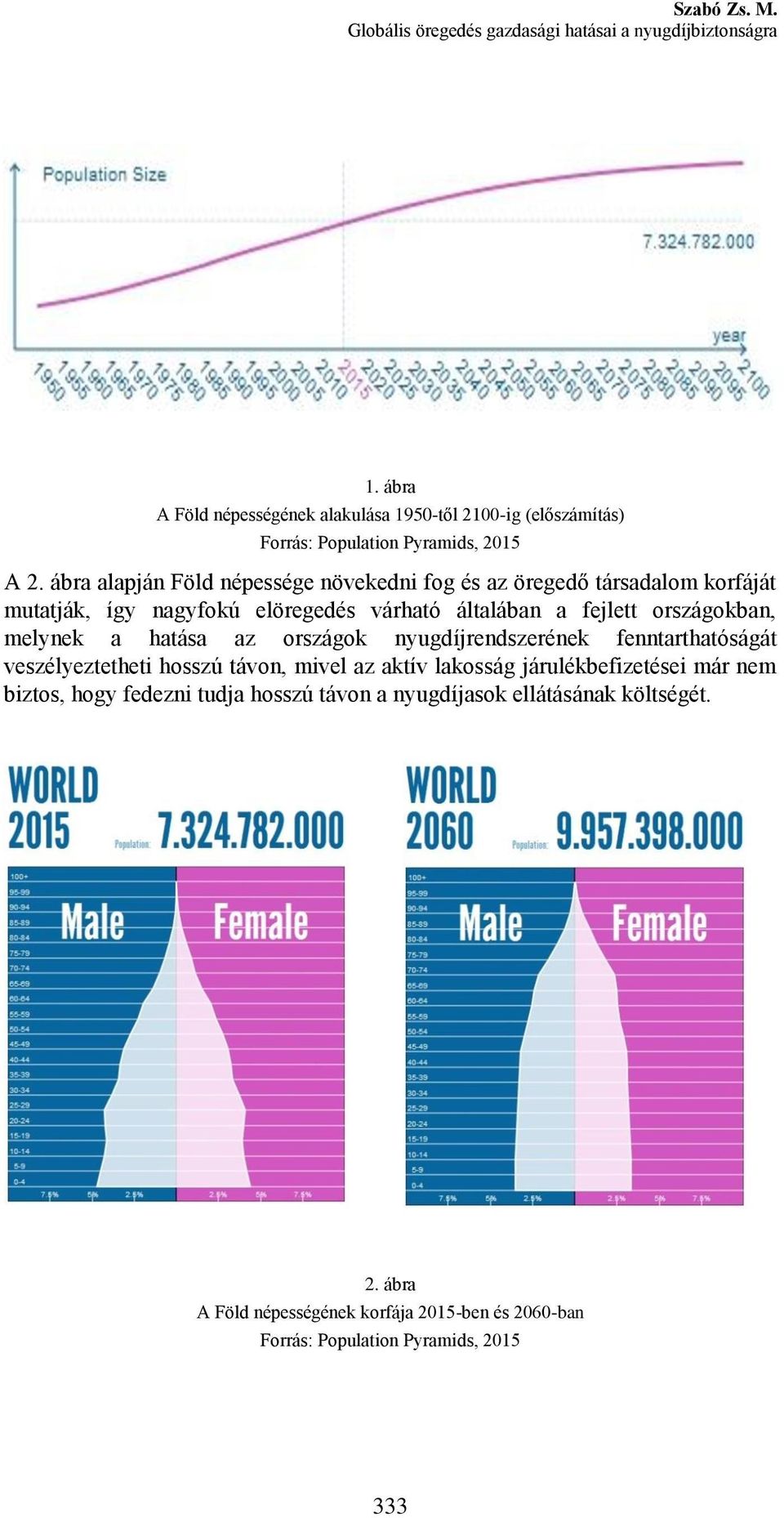 ábra alapján Föld népessége növekedni fog és az öregedő társadalom korfáját mutatják, így nagyfokú elöregedés várható általában a fejlett országokban, melynek a