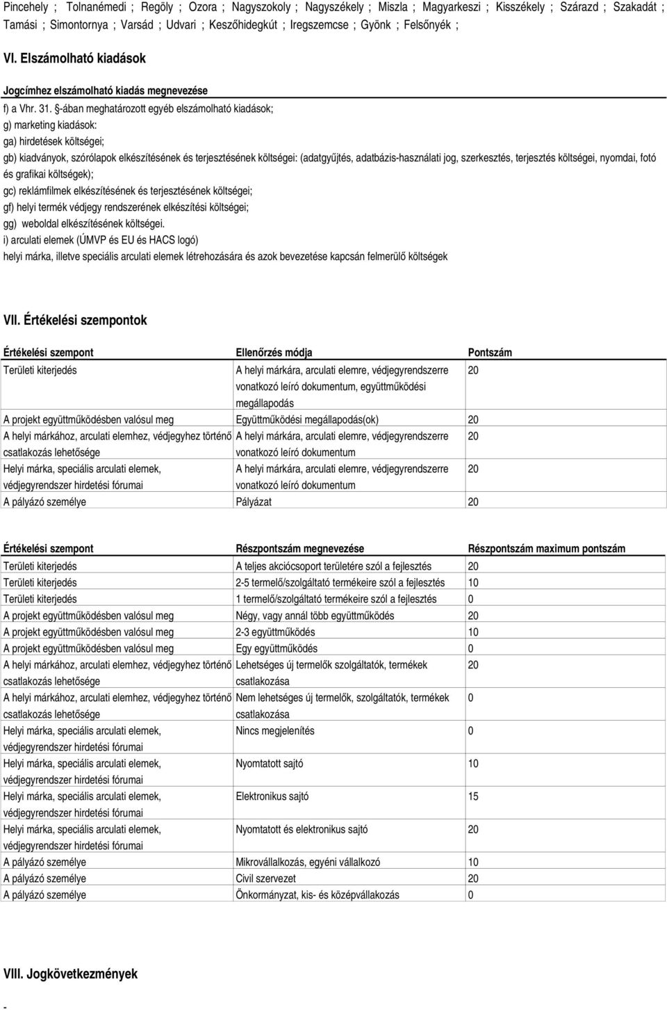 ában meghatározott egyéb elszámolható kiadások; g) marketing kiadások: ga) hirdetések költségei; gb) kiadványok, szórólapok elkészítésének és terjesztésének költségei: (adatgyűjtés,