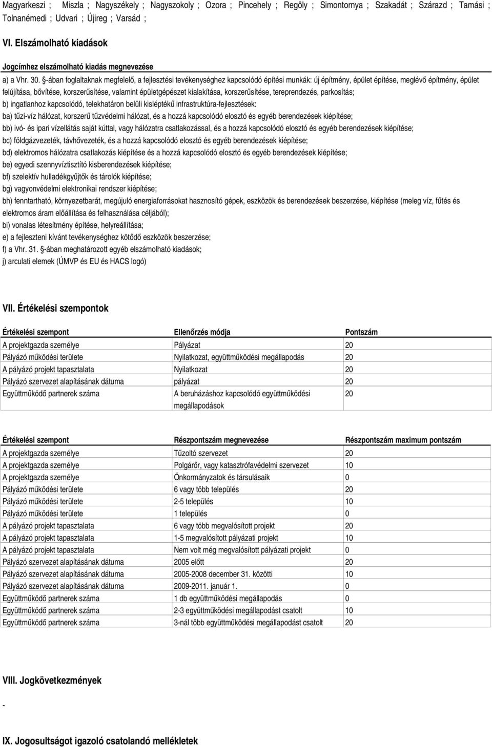 ában foglaltaknak megfelelő, a fejlesztési tevékenységhez kapcsolódó építési munkák: új építmény, épület építése, meglévő építmény, épület felújítása, bővítése, korszerűsítése, valamint