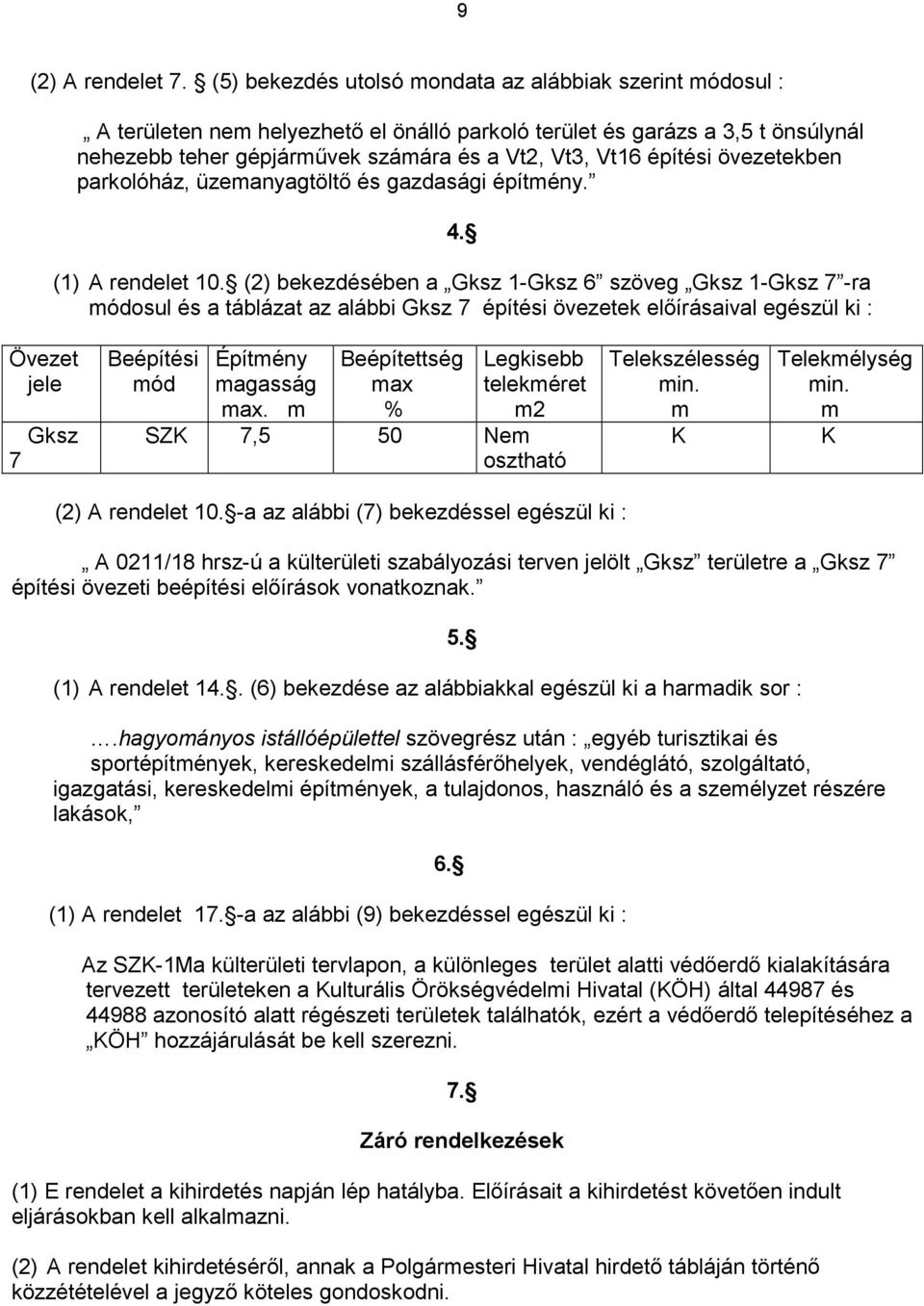 építési övezetekben parkolóház, üzemanyagtöltő és gazdasági építmény. 4. (1) A rendelet 10.