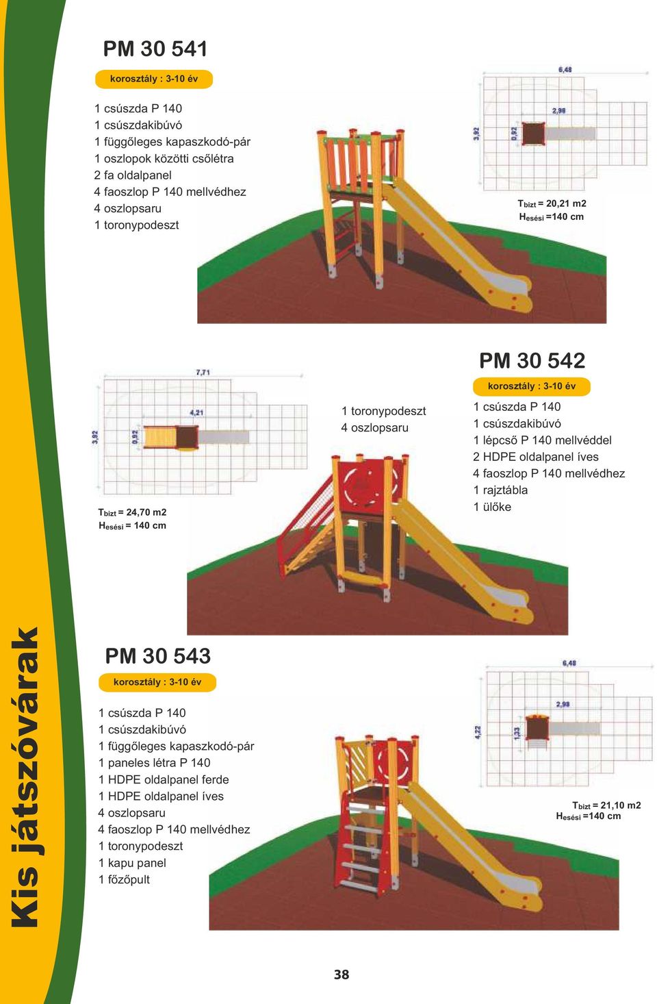 1 rajztábla 1 ülőke Kis játszóvárak PM 30 543 1 paneles létra P 140 1 HDPE oldalpanel ferde 1 HDPE oldalpanel íves