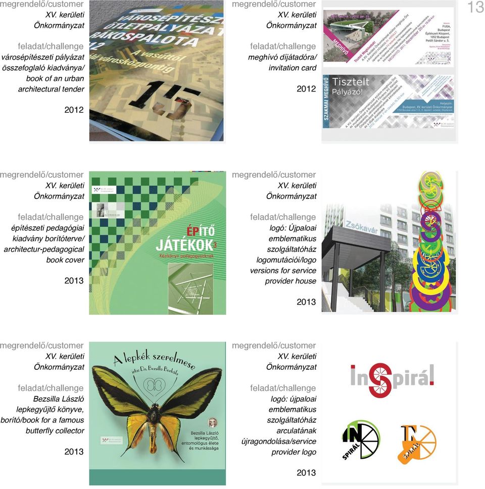 kerületi Önkormányzat építészeti pedagógiai kiadvány borítóterve/ architectur-pedagogical book cover XV.