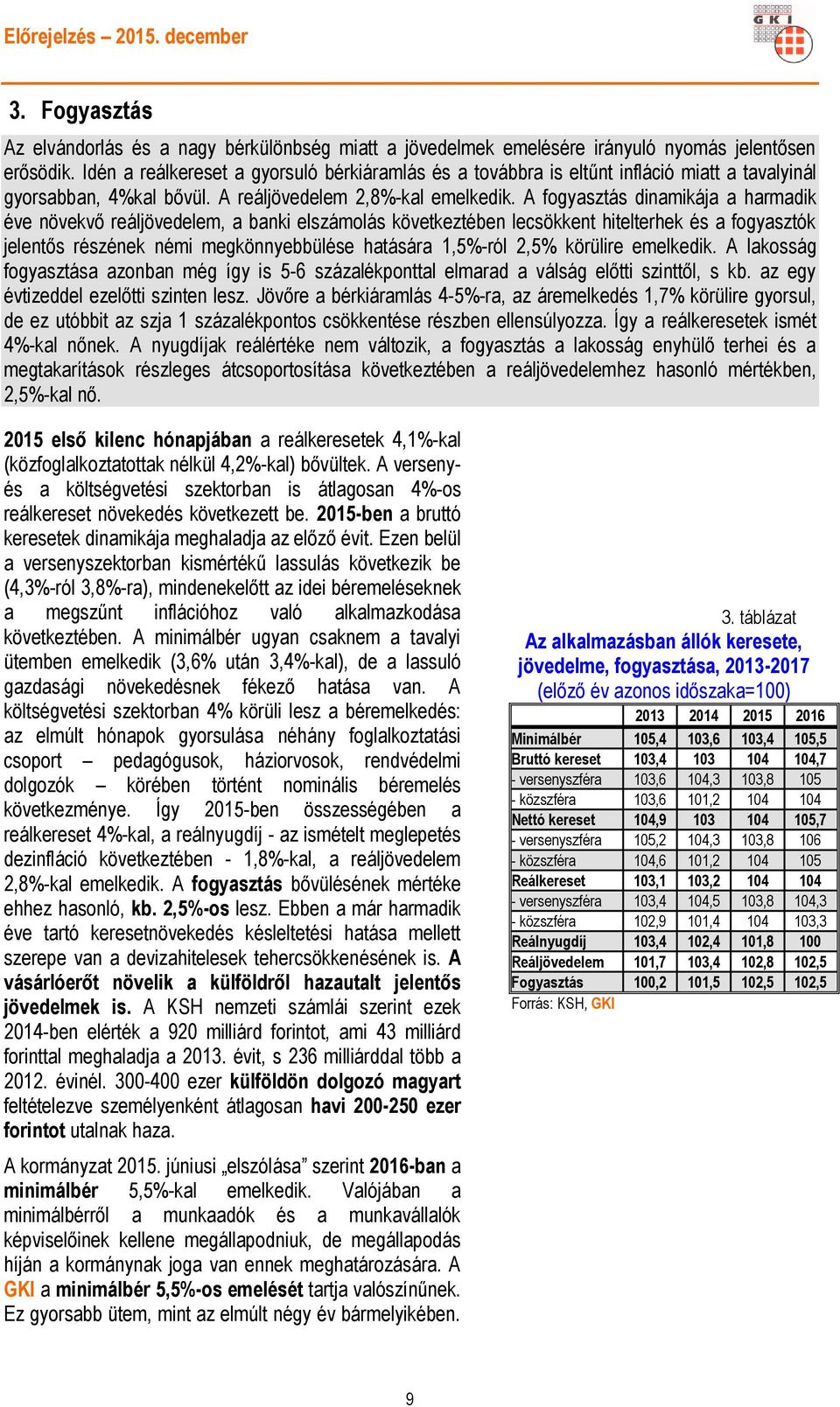 A fogyasztás dinamikája a harmadik éve növekvő reáljövedelem, a banki elszámolás következtében lecsökkent hitelterhek és a fogyasztók jelentős részének némi megkönnyebbülése hatására 1,5%-ról 2,5%