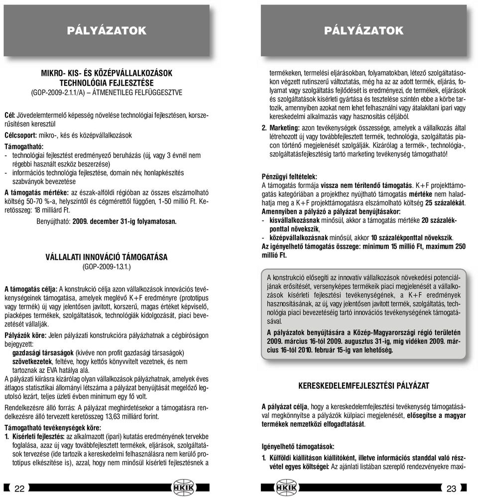 fejlesztést eredményező beruházás (új, vagy 3 évnél nem régebbi használt eszköz beszerzése) - információs technológia fejlesztése, domain név, honlapkészítés szabványok bevezetése A támogatás