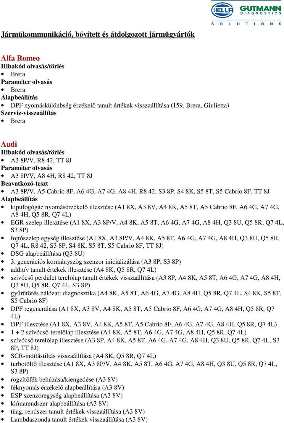 A6 4G, A7 4G, A8 4H, Q5 8R, Q7 4L) EGR-szelep illesztése (A1 8X, A3 8P/V, A4 8K, A5 8T, A6 4G, A7 4G, A8 4H, Q3 8U, Q5 8R, Q7 4L, S3 8P) fojtószelep egység illesztése (A1 8X, A3 8P/V, A4 8K, A5 8T,