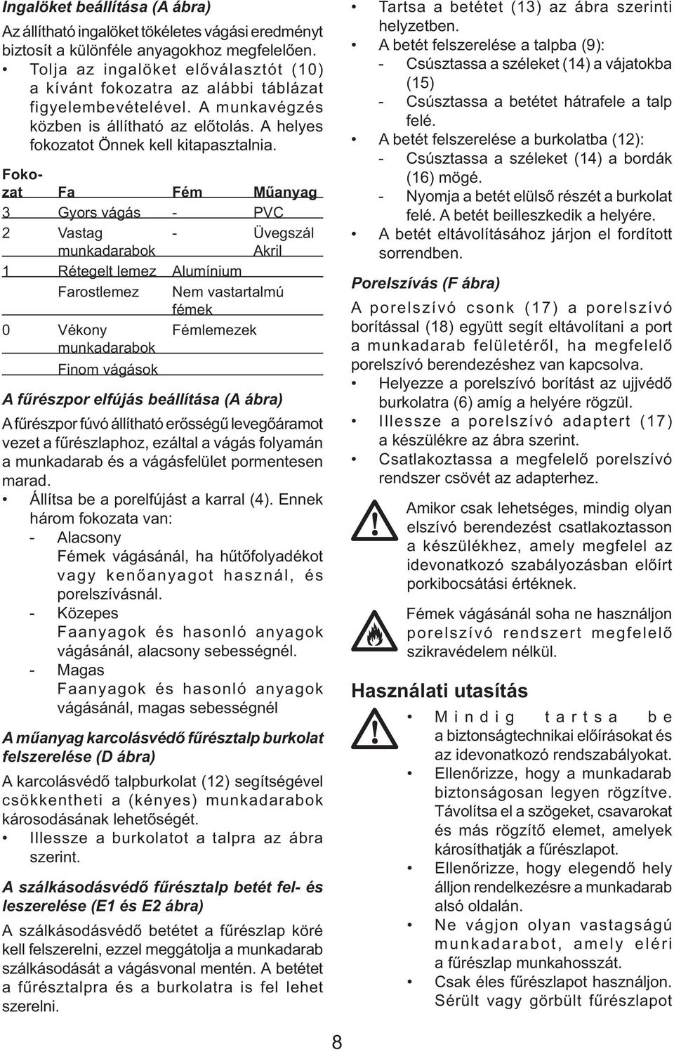 Fokozat Fa Fém Műanyag 3 Gyors vágás - PVC 2 Vastag - Üvegszál munkadarabok Akril 1 Rétegelt lemez Alumínium Farostlemez Nem vastartalmú fémek 0 Vékony Fémlemezek munkadarabok Finom vágások A