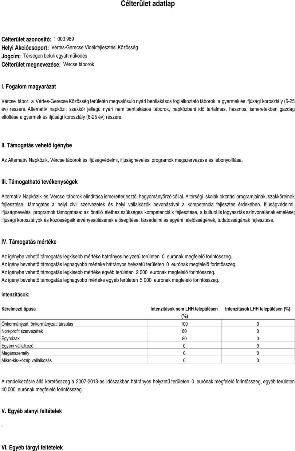 Alternatív napközi: szakkör jellegű nyári nem bentlakásos táborok, napközbeni idő tartalmas, hasznos, ismeretekben gazdag eltöltése a gyermek és ifjúsági korosztály (6-25 év) részére. II.