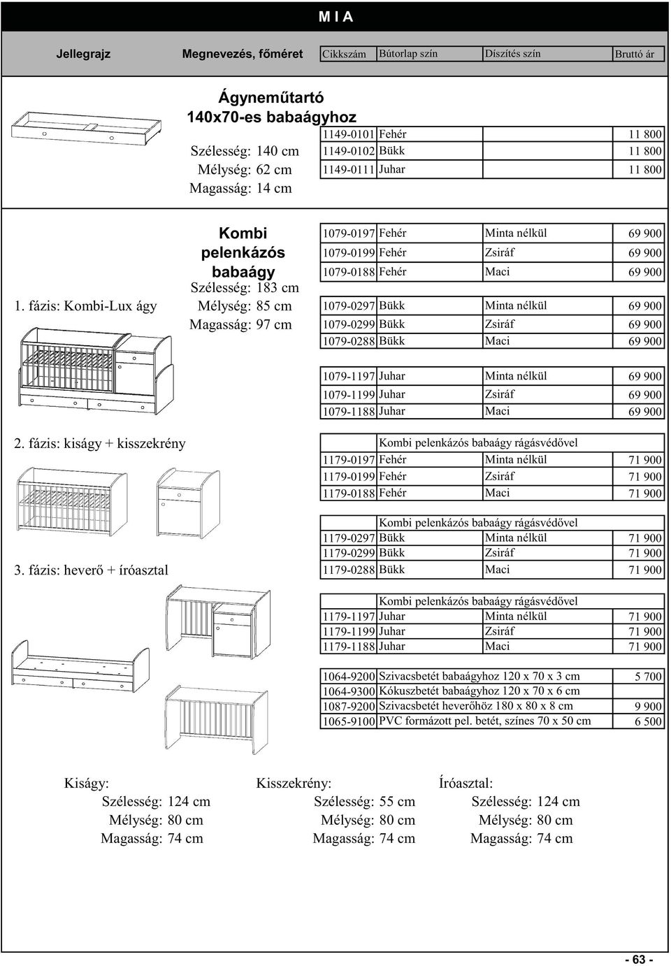 fázis: Kombi-Lux ágy Mélység: 85 cm 1079-0297 Bükk Magasság: 97 cm 1079-0299Bükk 1079-0288Bükk 1079-1197Juhar 1079-1199Juhar 1079-1188Juhar 2.