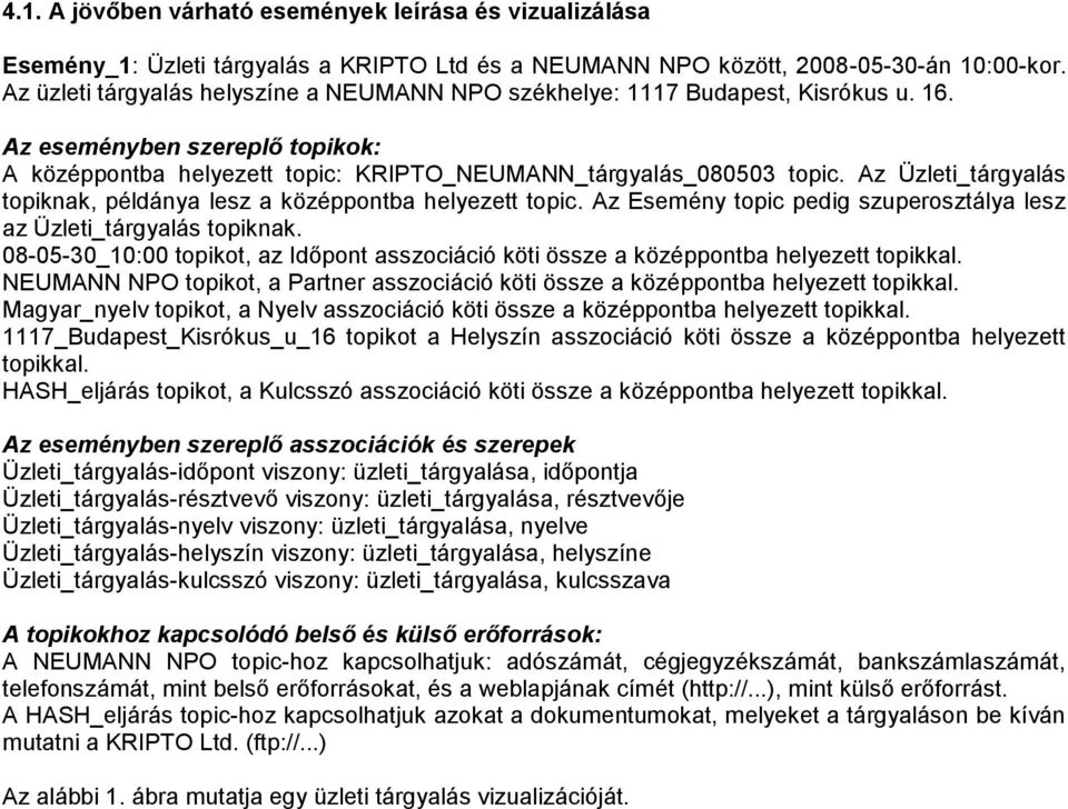 z Üzleti_tárgyalás topiknak, példánya lesz a középpontba helyezett topic. z Esemény topic pedig szuperosztálya lesz az Üzleti_tárgyalás topiknak.