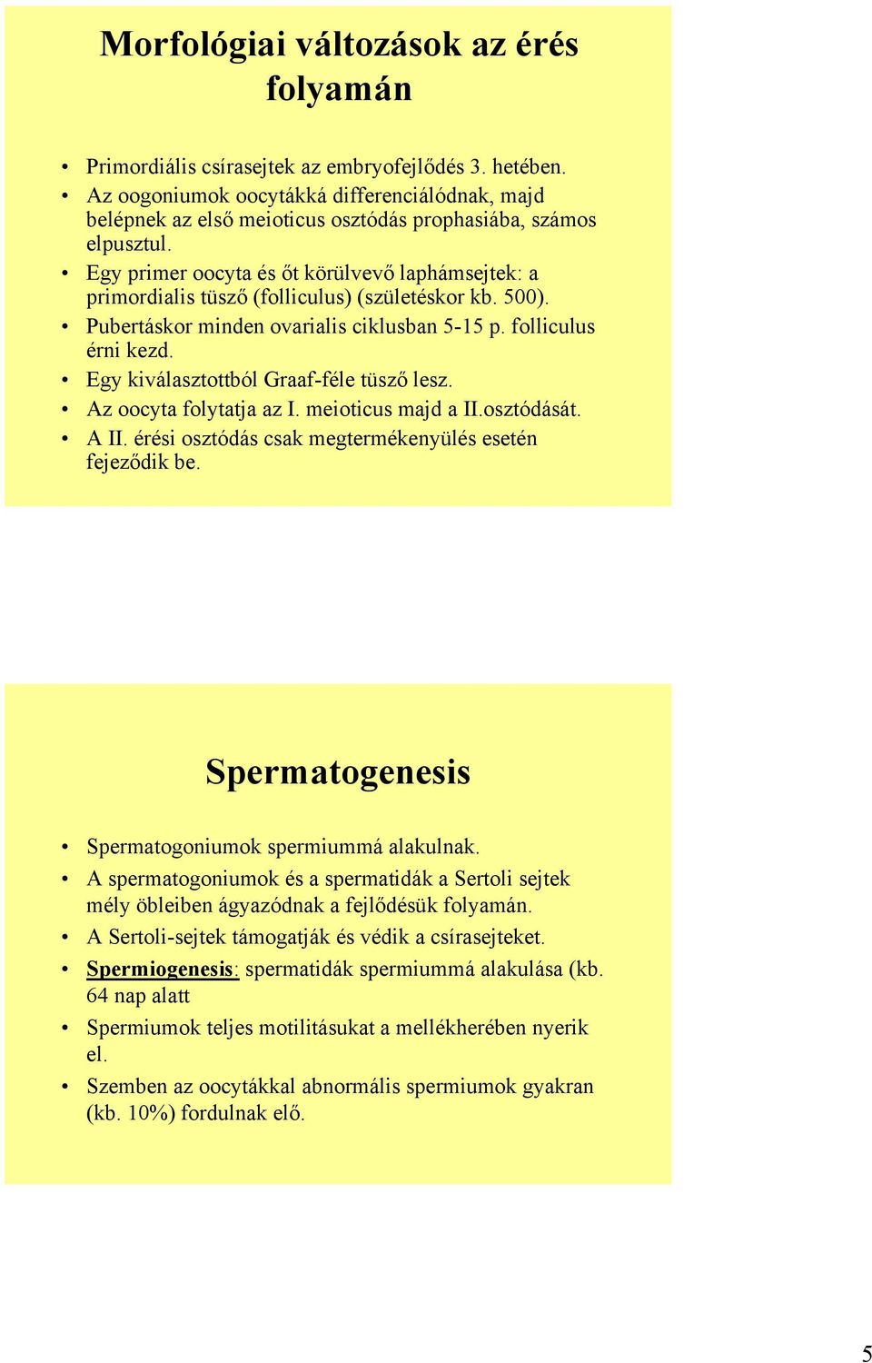 Egy primer oocyta és őt körülvevő laphámsejtek: a primordialis tüsző (folliculus) (születéskor kb. 500). Pubertáskor minden ovarialis ciklusban 5-15 p. folliculus érni kezd.