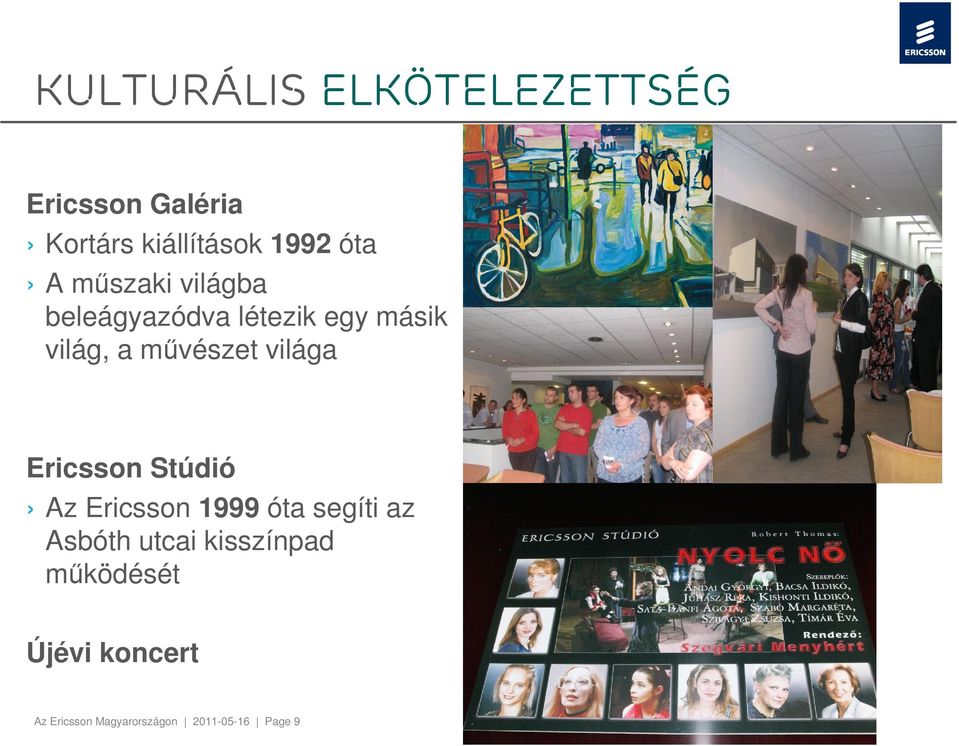 világa Ericsson Stúdió Az Ericsson 1999 óta segíti az Asbóth utcai