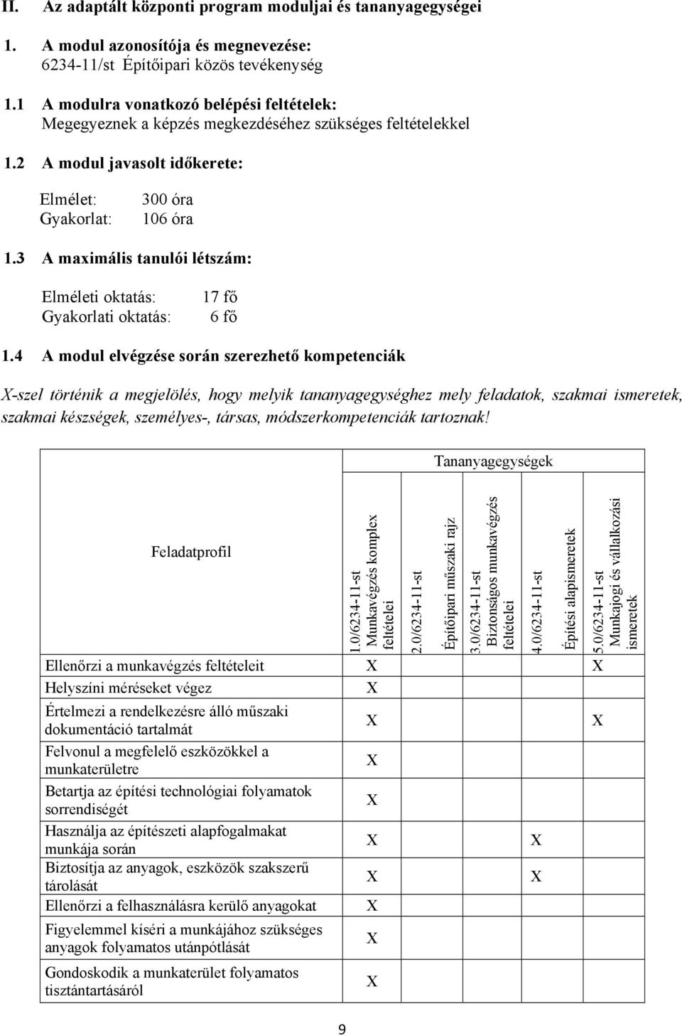 3 A maximális tanulói létszám: Elméleti oktatás: Gyakorlati oktatás: 17 fő 6 fő 1.