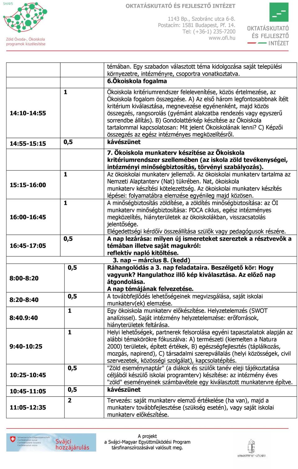 A) Az első három legfontosabbnak ítélt kritérium kiválasztása, megnevezése egyénenként, majd közös 14:10-14:55 összegzés, rangsorolás (gyémánt alakzatba rendezés vagy egyszerű sorrendbe állítás).