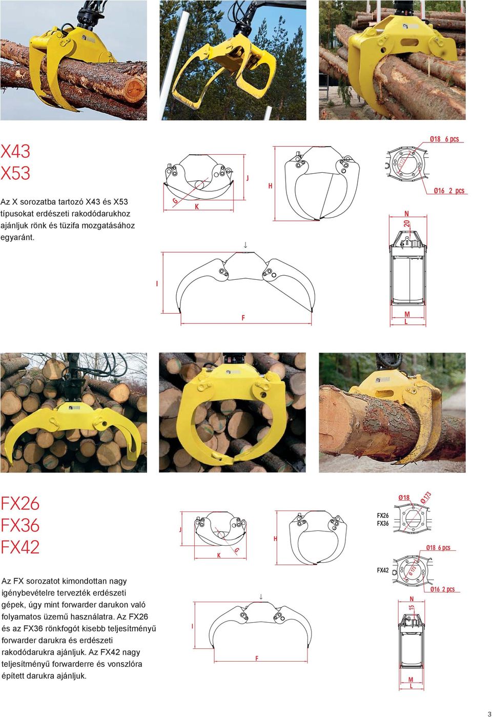 173 Ø 20 X26 X36 X42 X26 X36 Ø18 Az X sorozatot kimondottan nagy igénybevételre tervezték erdészeti gépek, úgy mint