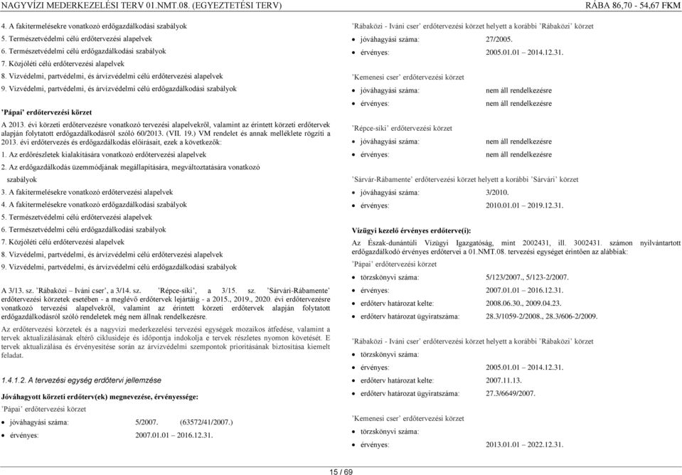 Vízvédelmi, partvédelmi, és árvízvédelmi célú erdőgazdálkodási szabályok Pápai erdőtervezési körzet A 2013.