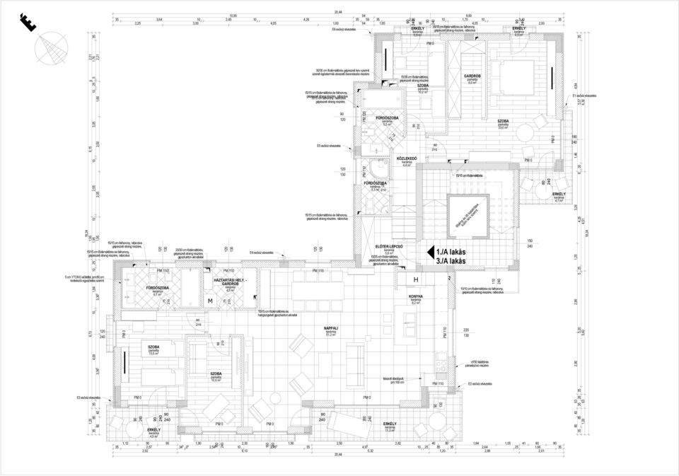 5,5 m 2 23,0 m 2 5 esővíz elvezetés 1 KÖZLKŐ 4,4 m 2 ÜRŐ 3,3 m 2 4 esővíz elvezetés LŐTR-LPSŐ 5,8 m 2 1./ lakás 3./ lakás 5 cm YTONG előtétfal, pm: cm ÜRŐ ÁZTRTÁSI LY.