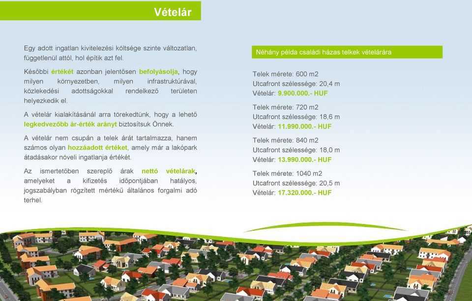 Néhány példa családi házas telkek vételárára Telek mérete: 600 m2 Utcafront szélessége: 20,4 m Vételár: 9.900.000.