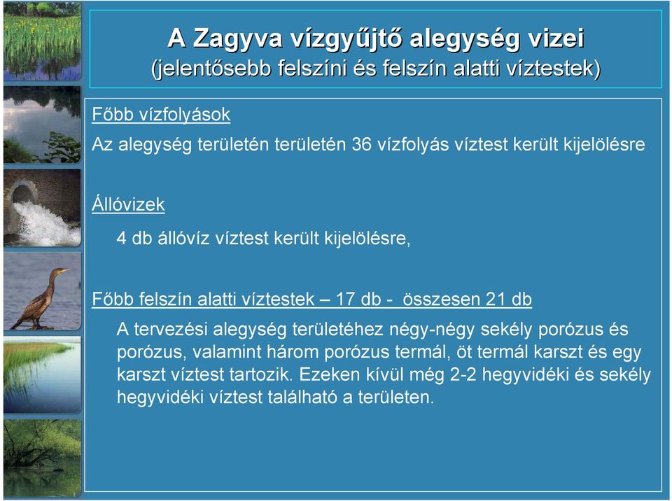 víztestek 17 db - összesen 21 db A tervezési alegység területéhez négy-négy sekély porózus és porózus, valamint három porózus