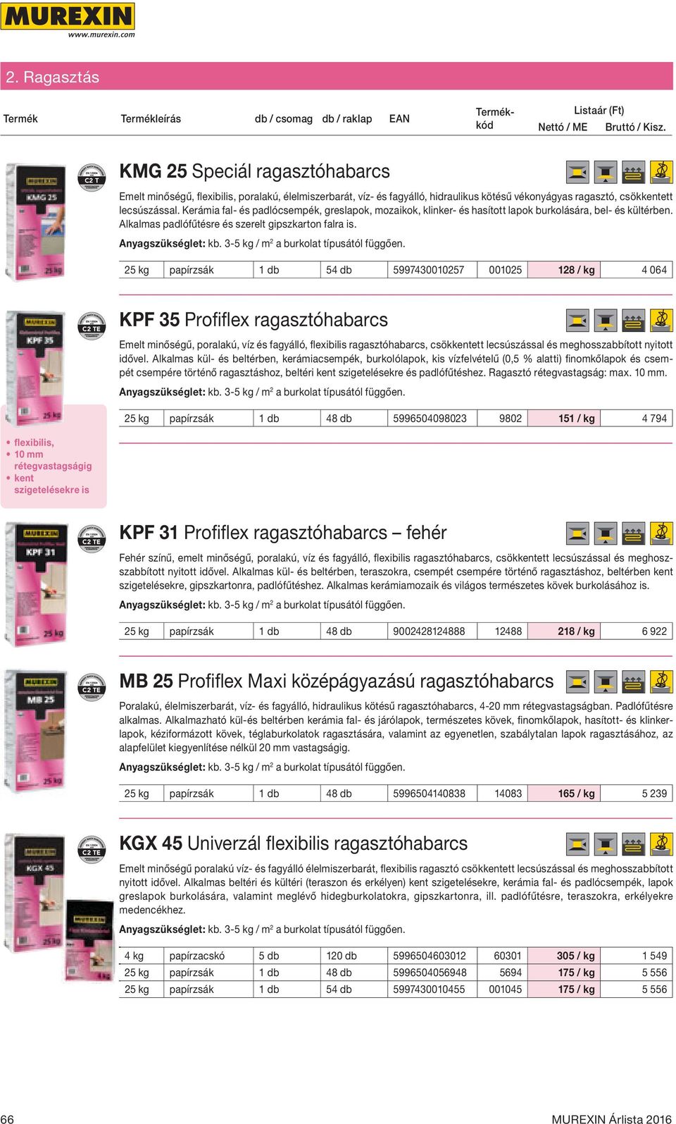 Kerámia fal- és padlócsempék, greslapok, mozaikok, klinker- és hasított lapok burkolására, bel- és kültérben. Alkalmas padlófűtésre és szerelt gipszkarton falra is. Anyagszükséglet: kb.