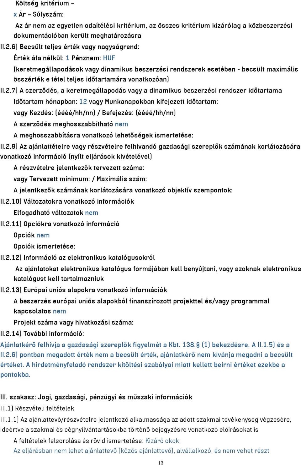 vonatkozóan) II.2.