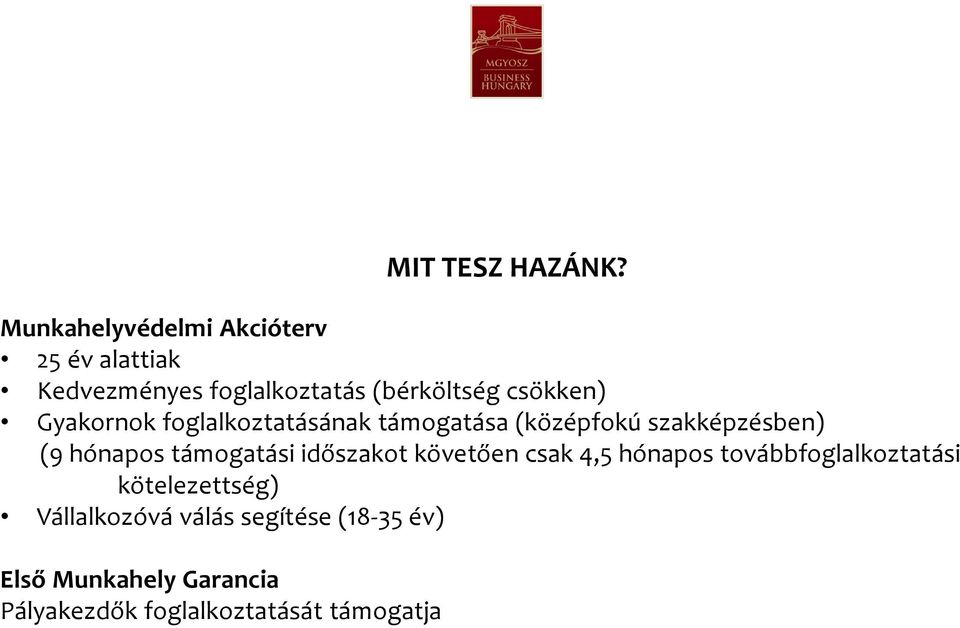 Gyakornok foglalkoztatásának támogatása (középfokú szakképzésben) (9 hónapos támogatási