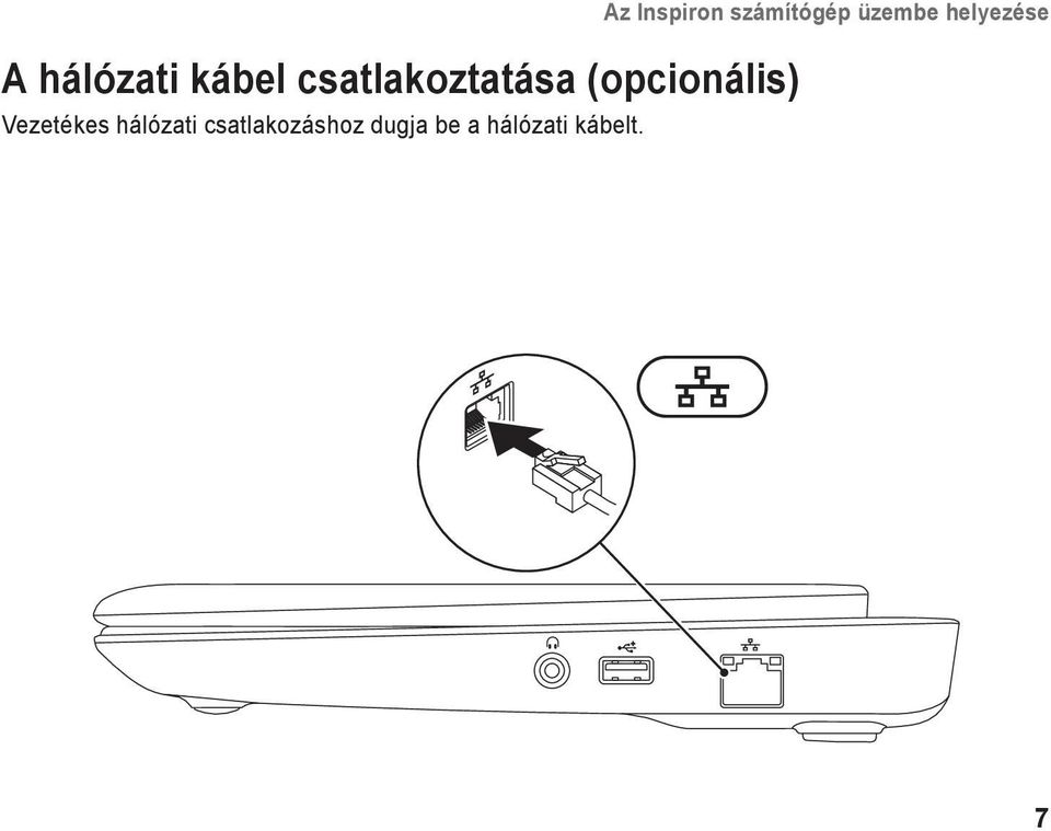 csatlakozáshoz dugja be a hálózati
