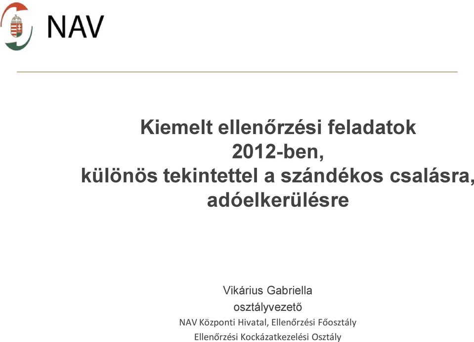 Vikárius Gabriella osztályvezető NAV Központi