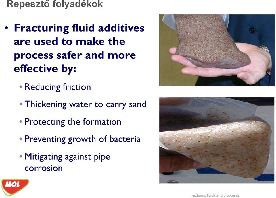 water to carry sand Protecting the formation Preventing growth of