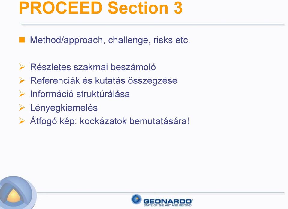 Részletes szakmai beszámoló Referenciák és