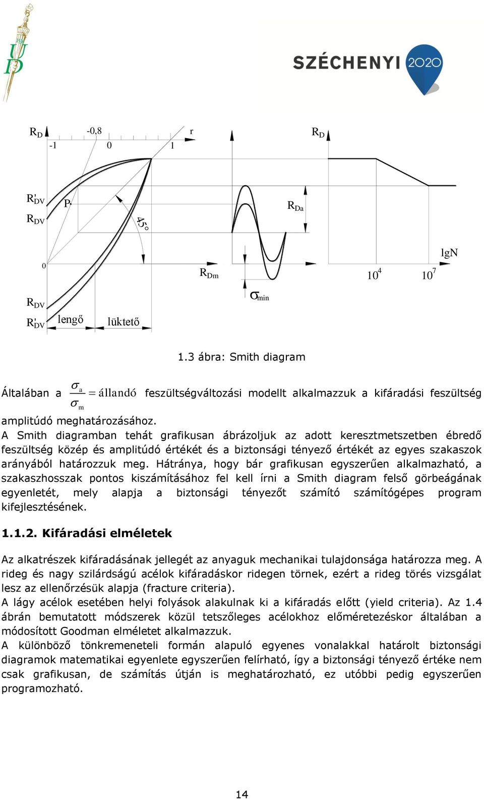 A Smith diagramban tehát grafikusan ábrázoljuk az adott keresztmetszetben ébredő feszültség közép és amplitúdó értékét és a biztonsági tényező értékét az egyes szakaszok arányából határozzuk meg.