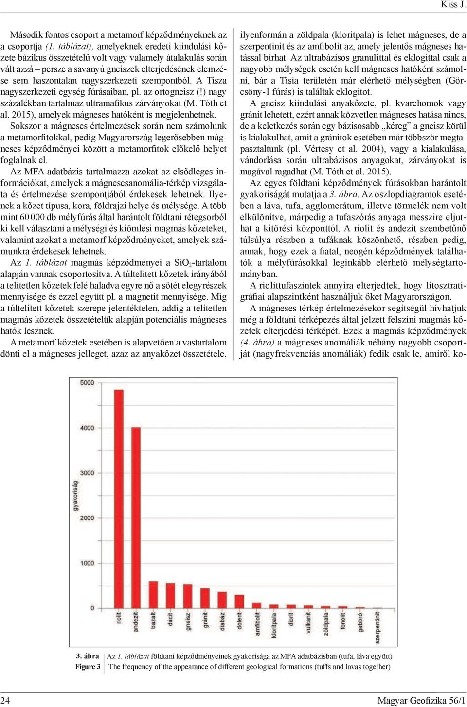 szempontból. A Tisza nagyszerkezeti egység fúrásaiban, pl. az ortogneisz (!) nagy százalékban tartalmaz ultramaþ kus zárványokat (M. Tóth et al. 2015), amelyek mágneses hatóként is megjelenhetnek.