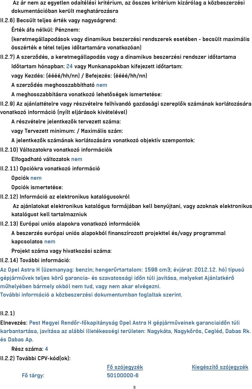 vonatkozóan) II.2.