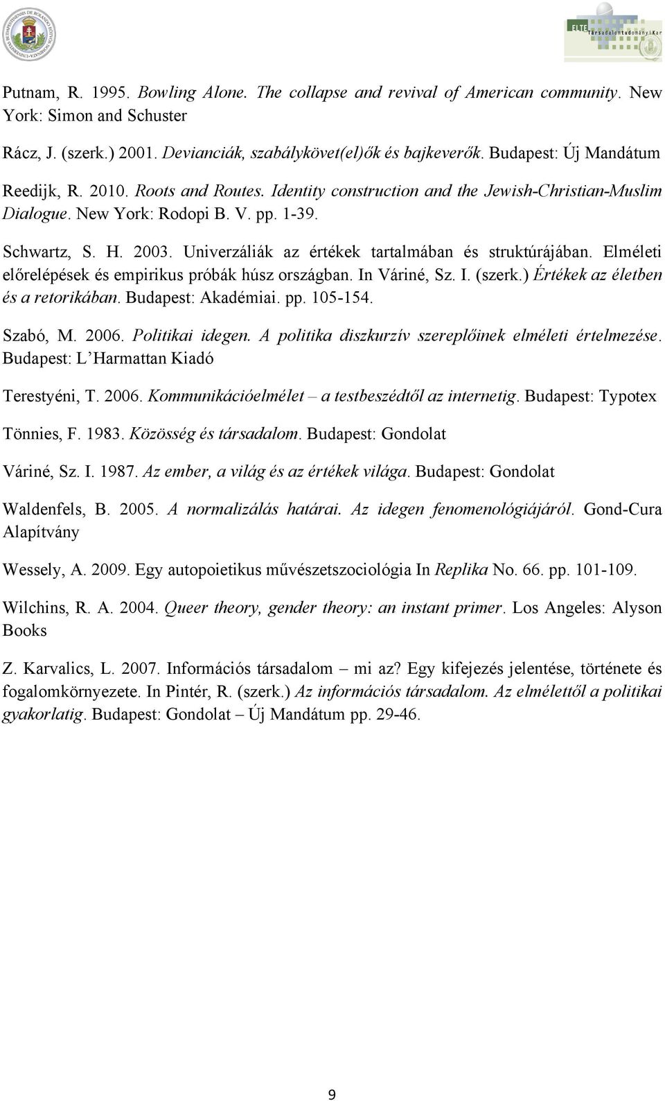 Univerzáliák az értékek tartalmában és struktúrájában. Elméleti előrelépések és empirikus próbák húsz országban. In Váriné, Sz. I. (szerk.) Értékek az életben és a retorikában. Budapest: Akadémiai.