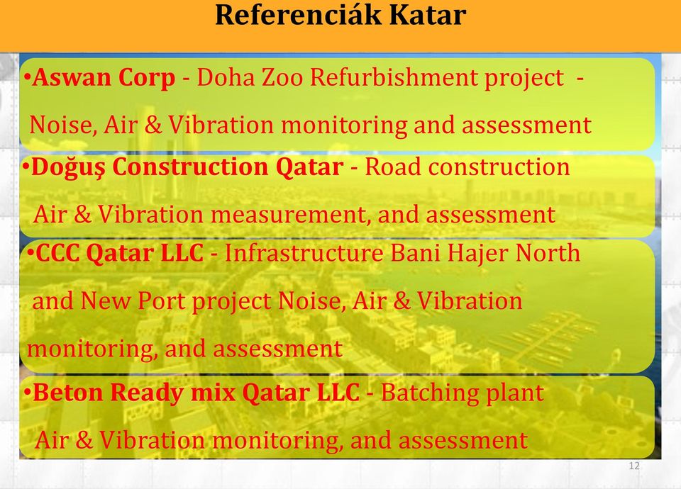 CCC Qatar LLC - Infrastructure Bani Hajer North and New Port project Noise, Air & Vibration