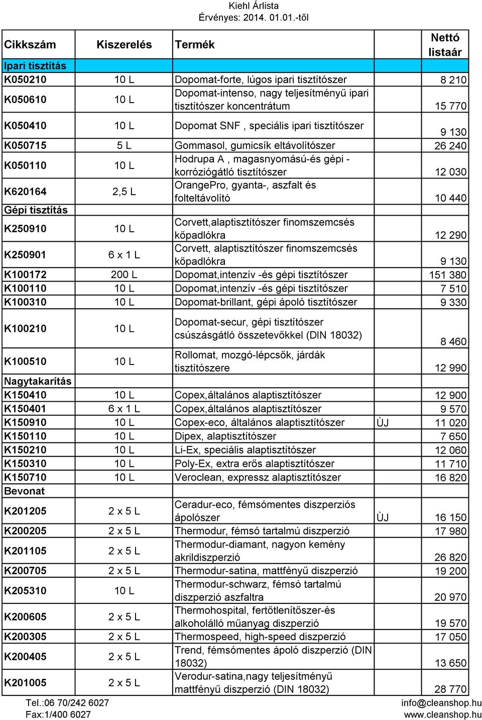 OrangePro, gyanta-, aszfalt és folteltávolító 10 440 Gépi tisztítás K250910 Corvett,alaptisztítószer finomszemcsés kőpadlókra 12 290 K250901 Corvett, alaptisztítószer finomszemcsés kőpadlókra 9 130