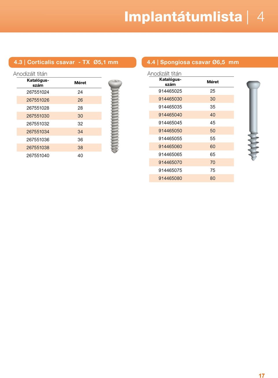 267551030 30 267551032 32 267551034 34 267551036 36 267551038 38 267551040 40 Anodizált titán Katalógusszám