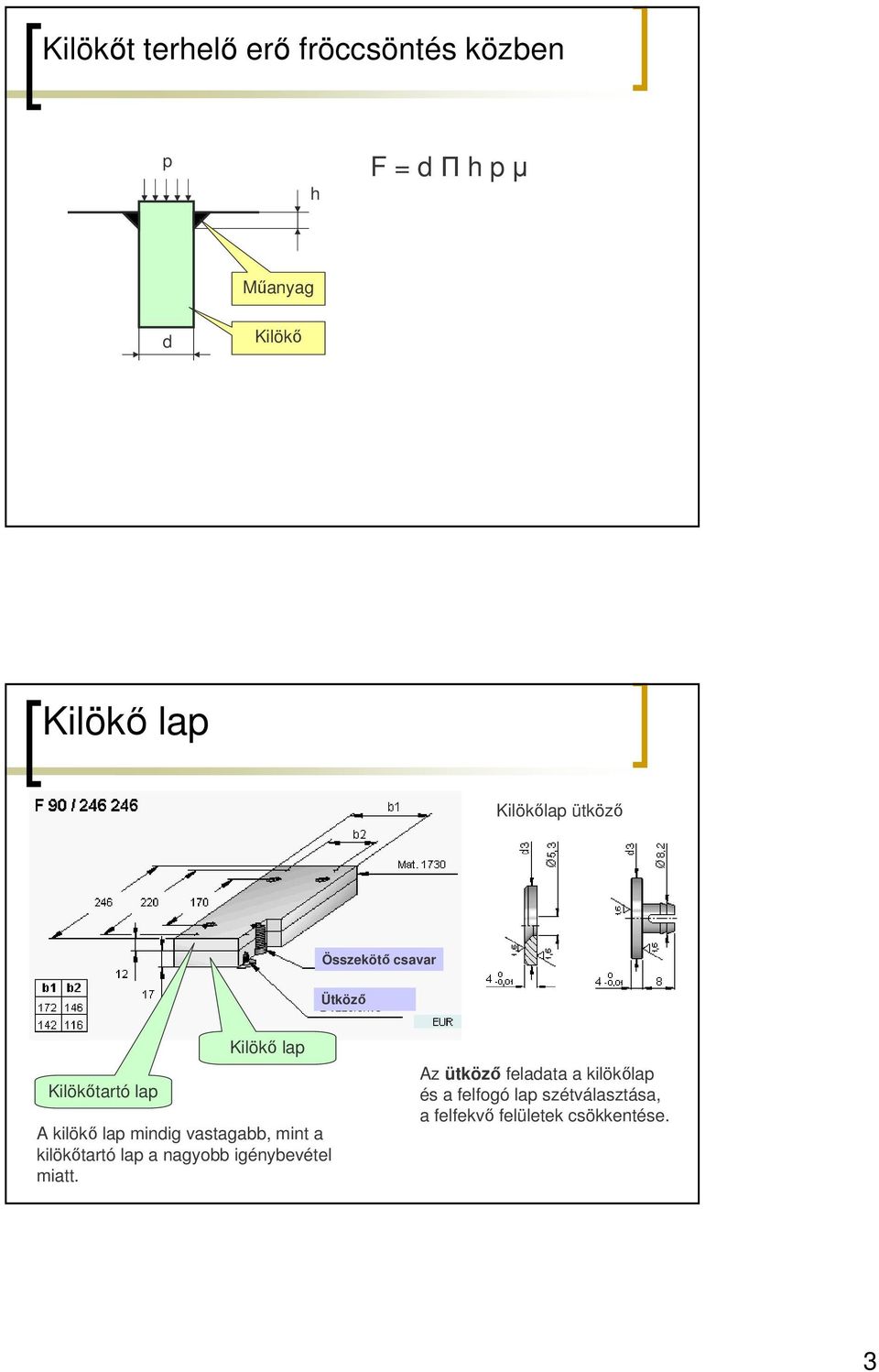 lap mindig vastagabb, mint a kilökıtartó lap a nagyobb igénybevétel miatt.