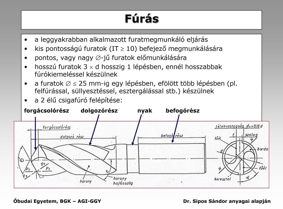 hosszabbak fúrókiemeléssel készülnek a furatok 25 mm-ig egy lépésben, efölött több lépésben (pl.