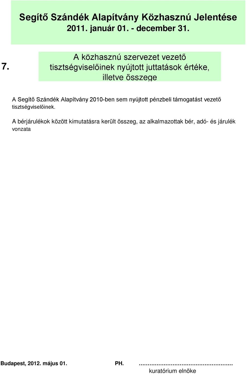 illetve összege A Segítő Szándék Alapítvány 21-ben sem nyújtott pénzbeli