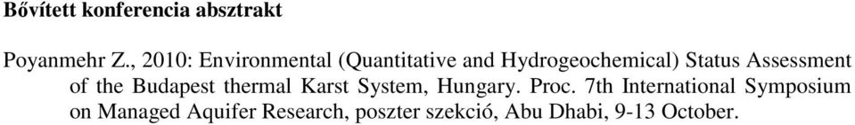 Assessment of the Budapest thermal Karst System, Hungary. Proc.