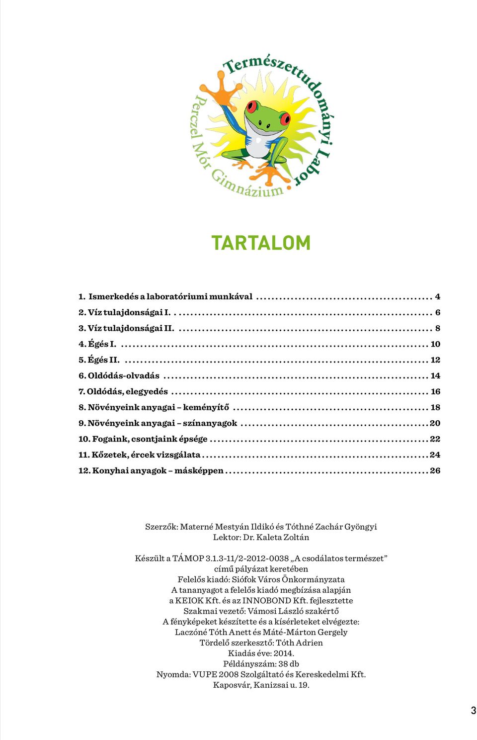 ..26 Szerzők: Materné Mestyán Ildikó és Tóthné Zachár Gyöngyi Lektor: Dr. Kaleta Zoltán Készült a TÁMOP 3.1.