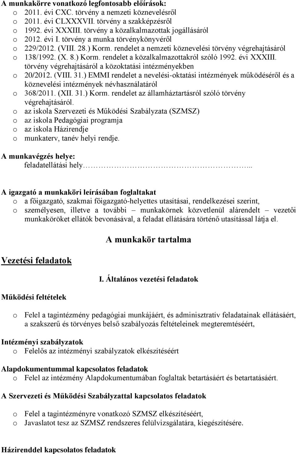 Munkaköri leírás minták - PDF Free Download