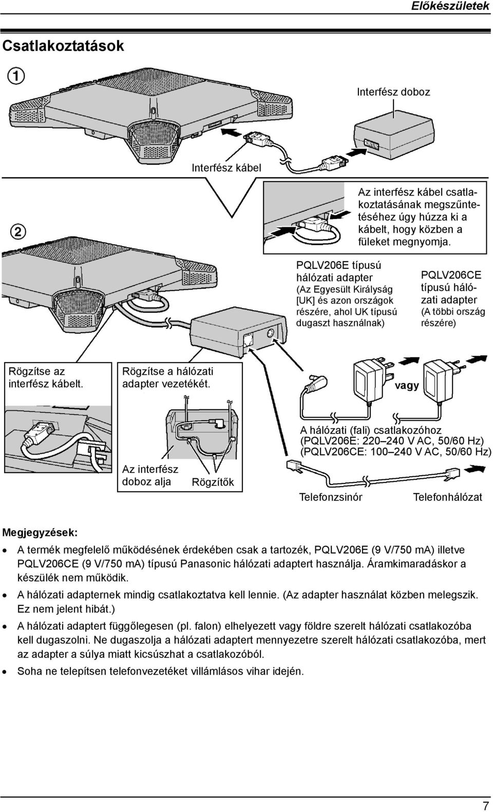 interfész kábelt. Rögzítse a hálózati adapter vezetékét.